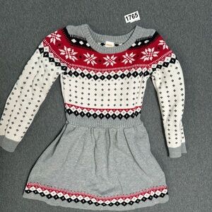 Gymboree size 6 Gray Knit Sweater Dress with Red & Black Fair Isle Yoke